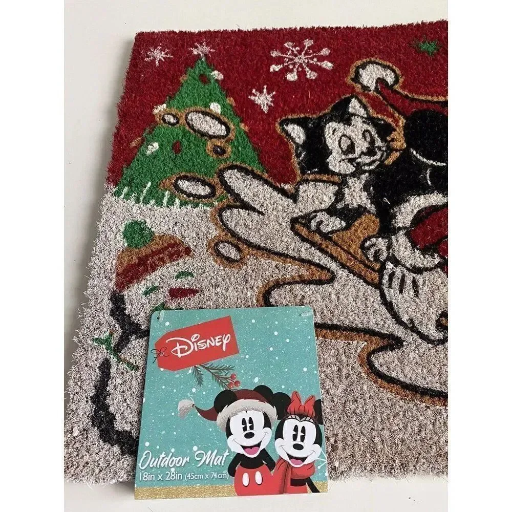 Disney‎ Minnie Mouse Aristocats  Sledding Christmas Season Coir Door Mat 18x28”